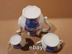 Vintage Blue & White with Gold Trim Tea/Coffee Set 16 Pieces Total