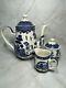 Vintage Blue Willow By Royal Traditions Coffee Pot, Cramer And Sugar Bowl Set
