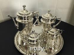 Vintage Bombay Co Silver Classic Coffee Tea Cream Lidded Serving Tray Set 15