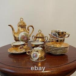 Vintage Bondware Style Coffee Set gold plated and hand made Foreign 6person