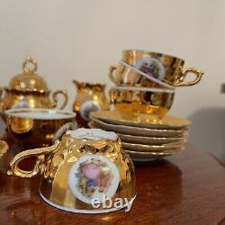 Vintage Bondware Style Coffee Set gold plated and hand made Foreign 6person