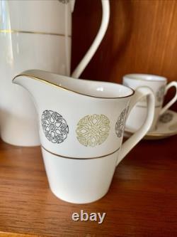 Vintage Bone China Spode Gothic green and gold Coffee Set Cream Jug Sugar Bowl