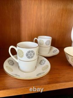 Vintage Bone China Spode Gothic green and gold Coffee Set Cream Jug Sugar Bowl