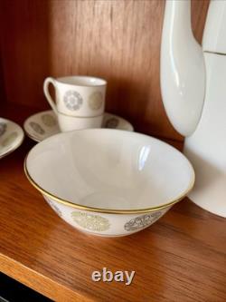 Vintage Bone China Spode Gothic green and gold Coffee Set Cream Jug Sugar Bowl