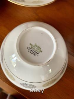 Vintage Bone China Spode Gothic green and gold Coffee Set Cream Jug Sugar Bowl