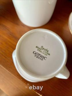 Vintage Bone China Spode Gothic green and gold Coffee Set Cream Jug Sugar Bowl