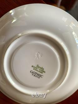 Vintage Bone China Spode Gothic green and gold Coffee Set Cream Jug Sugar Bowl