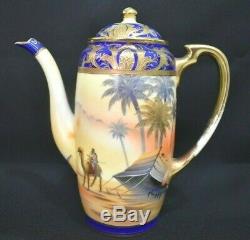 Vintage Camel On Desert Scene Noritake Hand Painted Coffee Set