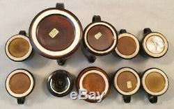 Vintage Celtic Pottery Newlyn Cornwall Medallion Coffee Set for Six 1960s 1970s