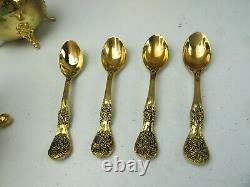 Vintage China Gold Plated Tea Coffee Sugar Creamer Spoons set Rokoko Baroque