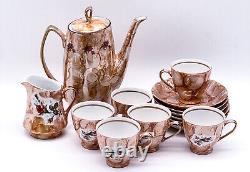 Vintage Chodziez Coffee Set Made Of Porcelain With Rose Decor Made In Poland
