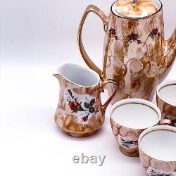 Vintage Chodziez Coffee Set Made Of Porcelain With Rose Decor Made In Poland