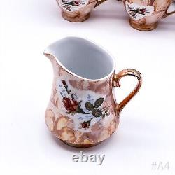 Vintage Chodziez Coffee Set Made Of Porcelain With Rose Decor Made In Poland