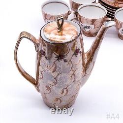 Vintage Chodziez Coffee Set Made Of Porcelain With Rose Decor Made In Poland