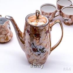 Vintage Chodziez Coffee Set Made Of Porcelain With Rose Decor Made In Poland