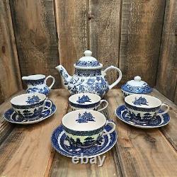 Vintage Churchill Blue Willow 12 Piece Coffee / Tea Set High Quality England