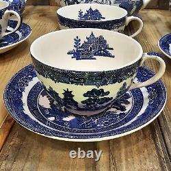 Vintage Churchill Blue Willow 12 Piece Coffee / Tea Set High Quality England