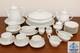 Vintage Cmielów Poland White Porcelain Tea & Dinner Set Goldtrim 40+ Pieces