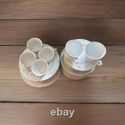 Vintage Cmielów Poland White Porcelain Tea & Dinner Set GoldTrim 40+ Pieces