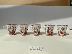 Vintage Coalport Indian Tree Coral Bone China Made in England Coffee Set