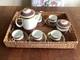 Vintage Coffee Set Burgundy And Gold Karolina Porcelain Poland