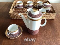 Vintage Coffee Set Burgundy And Gold Karolina Porcelain Poland