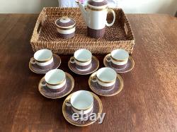 Vintage Coffee Set Burgundy And Gold Karolina Porcelain Poland