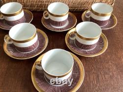Vintage Coffee Set Burgundy And Gold Karolina Porcelain Poland