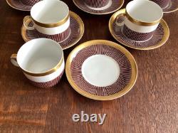 Vintage Coffee Set Burgundy And Gold Karolina Porcelain Poland
