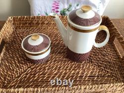 Vintage Coffee Set Burgundy And Gold Karolina Porcelain Poland