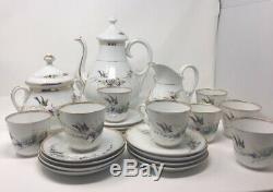 Vintage Coffee Set Fine China Handpainted Bird and Nest Motif German 29 pieces