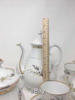 Vintage Coffee Set Fine China Handpainted Bird and Nest Motif German 29 pieces