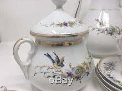 Vintage Coffee Set Fine China Handpainted Bird and Nest Motif German 29 pieces