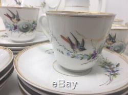 Vintage Coffee Set Fine China Handpainted Bird and Nest Motif German 29 pieces