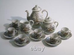 Vintage Coffee Set Oriental Porcelain x6 Japan Era XX Century