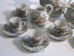 Vintage Coffee Set Oriental Porcelain x6 Japan Era XX Century