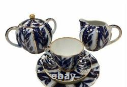 Vintage Coffee Tea Set Lomonosov Porcelain Blue Cobalt & Gold22k