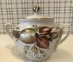 Vintage Coffee Tea Set Lomonosov Porcelain Golden Fall Rare Hand-Painted 60s