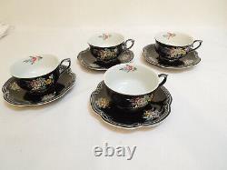 Vintage Coffee/Teacup & Saucer Set of 4 Hand Painted & Signed Made in Germany