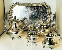 Vintage Community Ascot 5 Piece Victorian Silver Plate Tea/Coffee Set