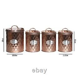 Vintage Copper 5pcs Kitchen Storage Set Bread Bin Tea Sugar Coffee Biscuit Tins