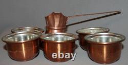 Vintage Copper Turkish Coffee Set Pot And 5 Cups