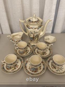Vintage Coronet Ware Parrott & Co England Coffee Set 5 Cups Pagoda Chinoiserie