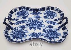 Vintage Cracker Barrel Blue & White Porcelain 9 Piece Tea/Coffee Set Flow Blue