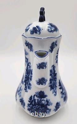 Vintage Cracker Barrel Blue & White Porcelain 9 Piece Tea/Coffee Set Flow Blue