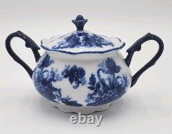 Vintage Cracker Barrel Blue & White Porcelain 9 Piece Tea/Coffee Set Flow Blue