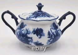 Vintage Cracker Barrel Blue & White Porcelain 9 Piece Tea/Coffee Set Flow Blue