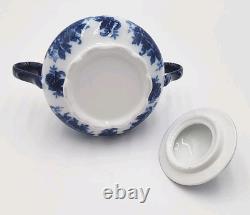 Vintage Cracker Barrel Blue & White Porcelain 9 Piece Tea/Coffee Set Flow Blue