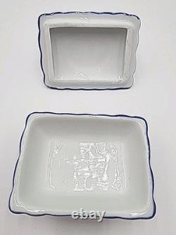 Vintage Cracker Barrel Blue & White Porcelain 9 Piece Tea/Coffee Set Flow Blue