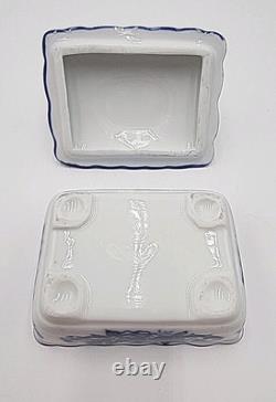Vintage Cracker Barrel Blue & White Porcelain 9 Piece Tea/Coffee Set Flow Blue